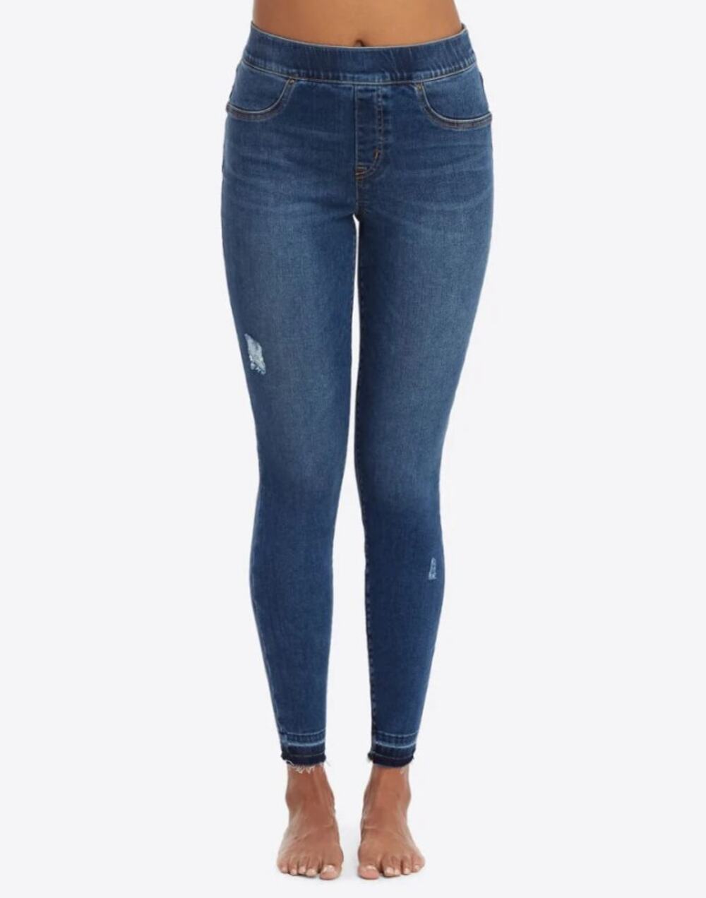 SPANX Distressed Skinny Jeans Dark Wash Preppy Shapewear Women's size Medium